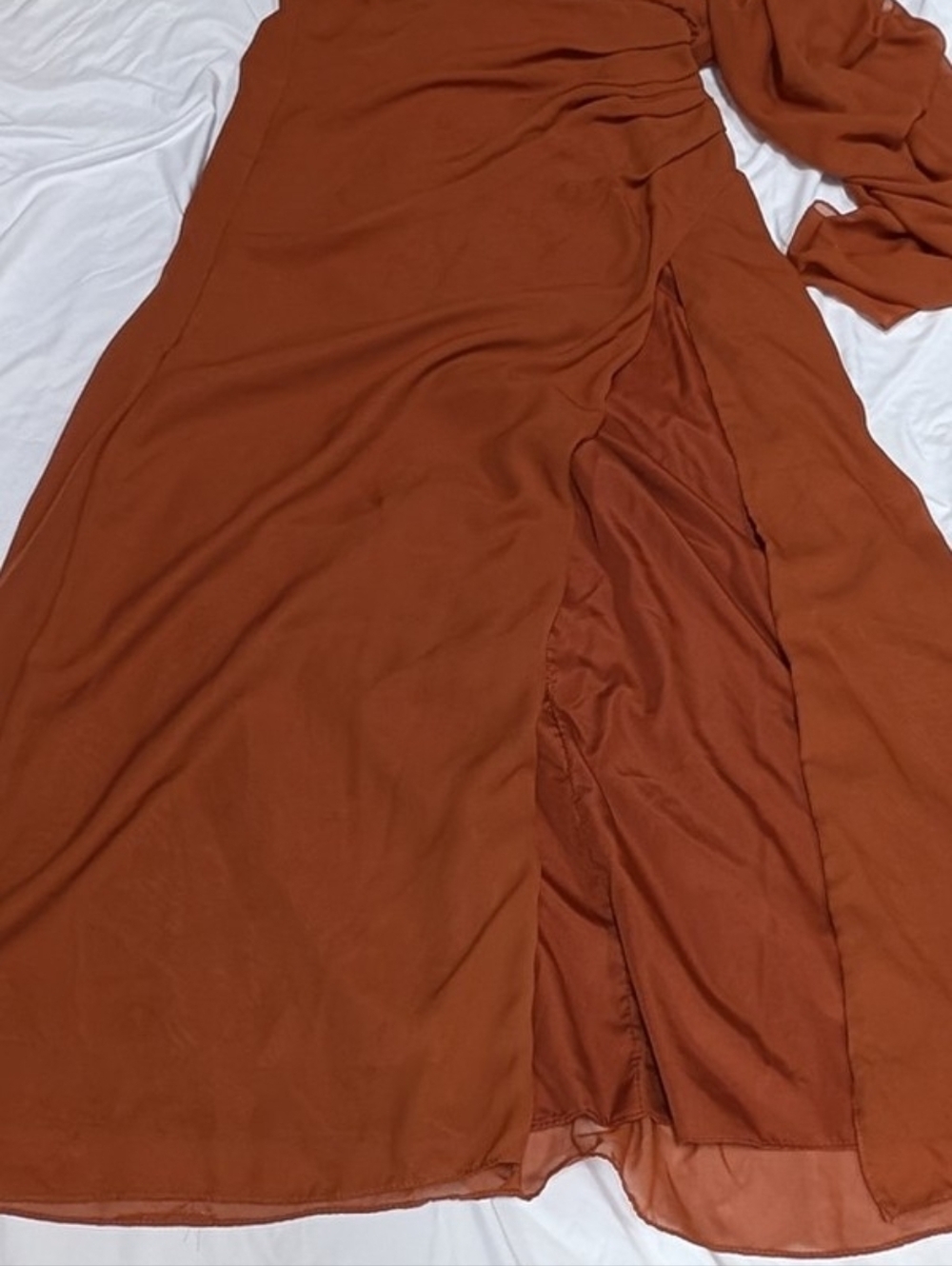 One-Shoulder Rust Colored Dress - Picture 9 of 12